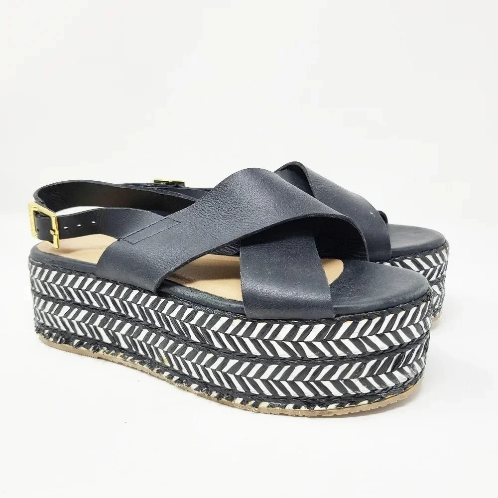 Kaanas Metalik Ada Crossover Platform Wedge Sandal